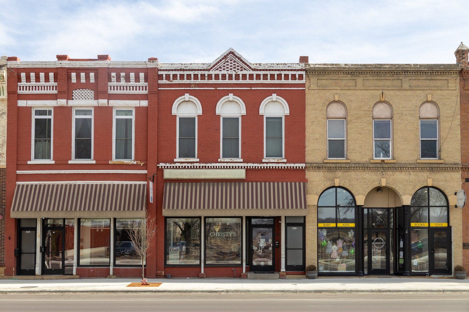 Ornate 19th century buildings along historic downtown street