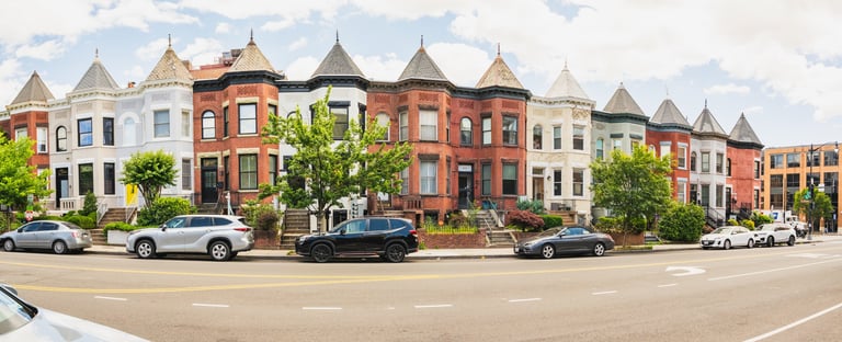 Historic brick rowhomes in a Reading Pennsylvania neighborhood