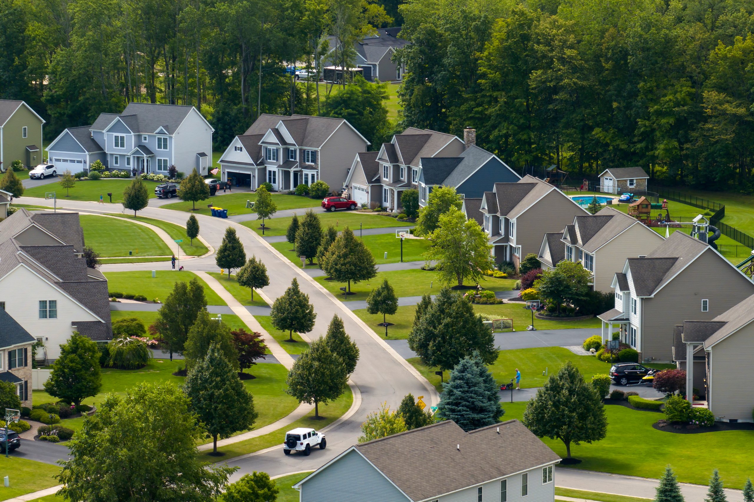 Residential houses in American suburbs